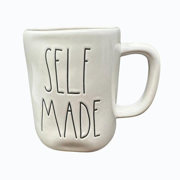 Rae Dunn SELF MADE Mug Ceramic Large Coffee Cup Magenta LL Farmhouse Gift White - Picture 1 of 6